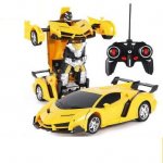 Set transformer masinuta cu telecomanda robot-masinuta RC galben pentru copii 12820