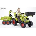 Tractor cu pedale pentru copii Falk Claas Axos cu cupa excavator si remorca