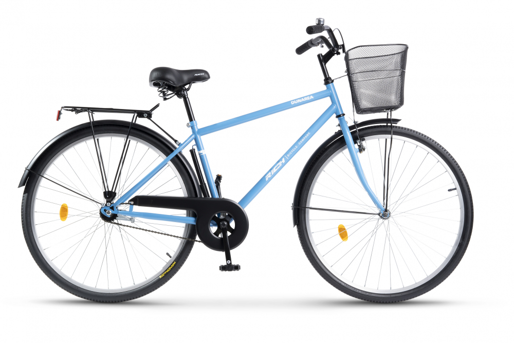 Bicicleta City 28 inch RICH Dunarea R2891A cadru albastru cu design alb Alb imagine noua responsabilitatesociala.ro