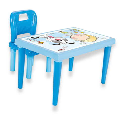 Set Masuta moderna si scaunel cu spatar pentru studiu Pilsan Modern Study Blue