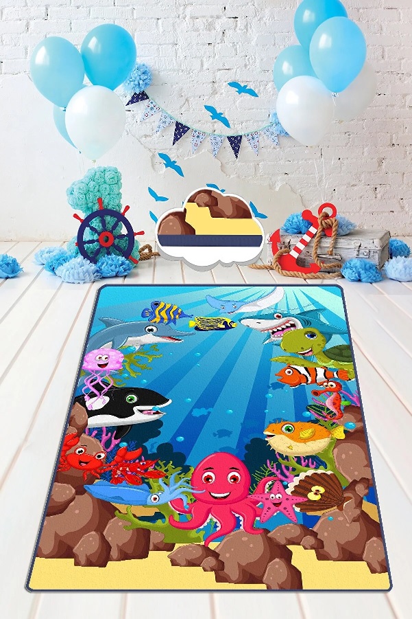 Covor antiderapant pentru copii Aquarium 150×200 cm 150x200 imagine noua responsabilitatesociala.ro