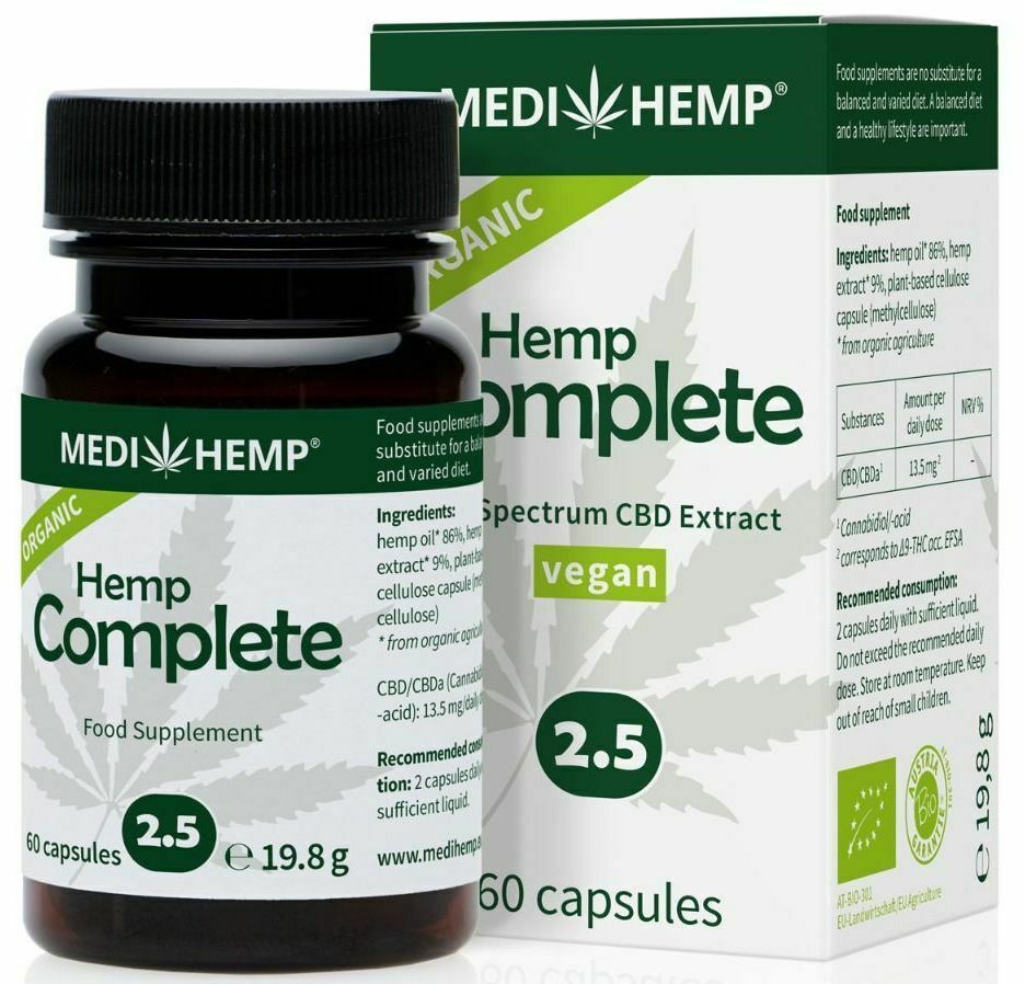 Extract de canepa Hemp Complete capsule cu CBD 25 bio 60 capsule Medihemp