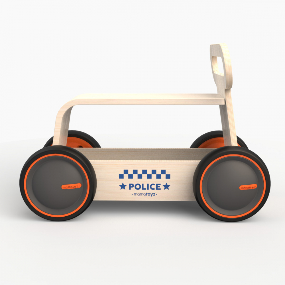 Jucarie din lemn 3 in 1 Politie DriveMe Wood masinuta ride-on, premergator si carucior de jucarii MamaToyz - 1