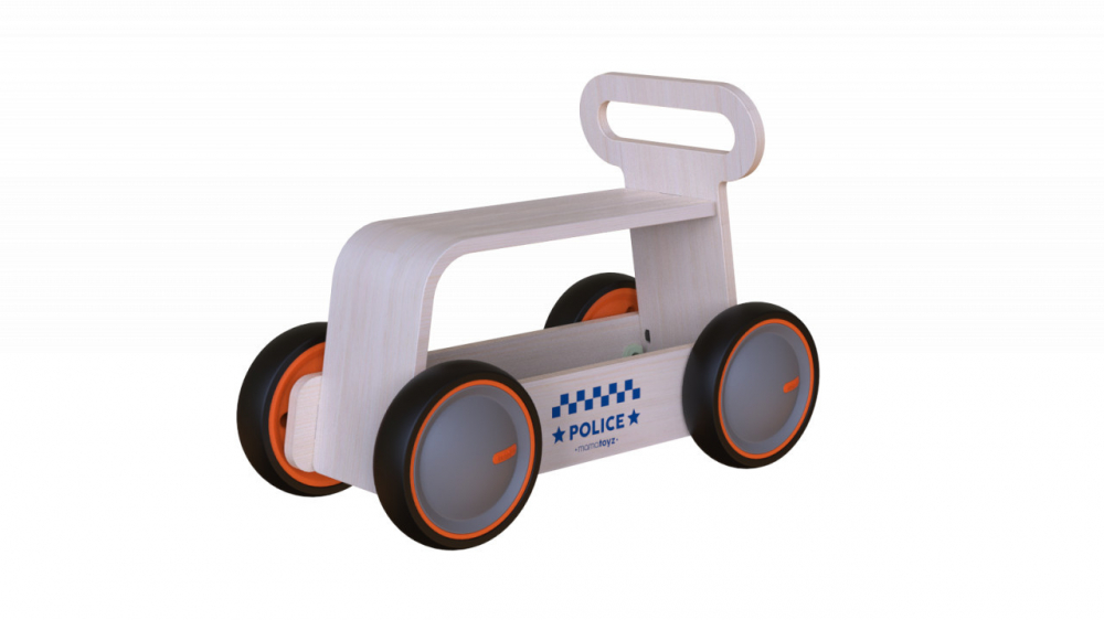 Jucarie din lemn 3 in 1 Politie DriveMe Wood masinuta ride-on, premergator si carucior de jucarii MamaToyz - 4