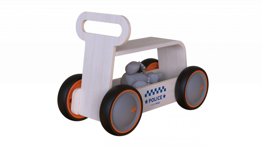 Jucarie din lemn 3 in 1 Politie DriveMe Wood masinuta ride-on, premergator si carucior de jucarii MamaToyz - 5