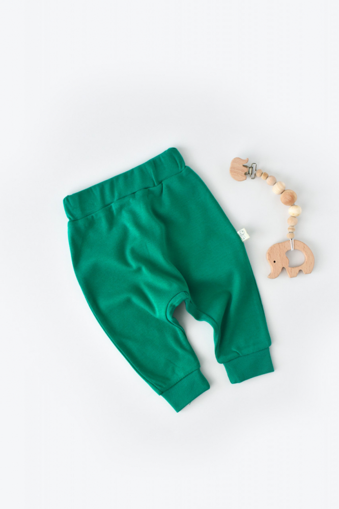 Pantaloni Bebe unisex din bumbac organic Verde marime 6-9 luni