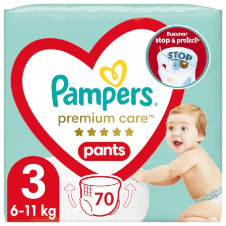 Scutece-chilotel Pampers Premium Care Pants Mega Box marime 3, 6-11 kg 70 buc - 1 | YEO