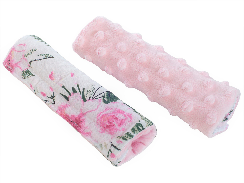 Set 2 protectii pentru centura de siguranta Minky Flowers Pink Accesorii imagine noua responsabilitatesociala.ro