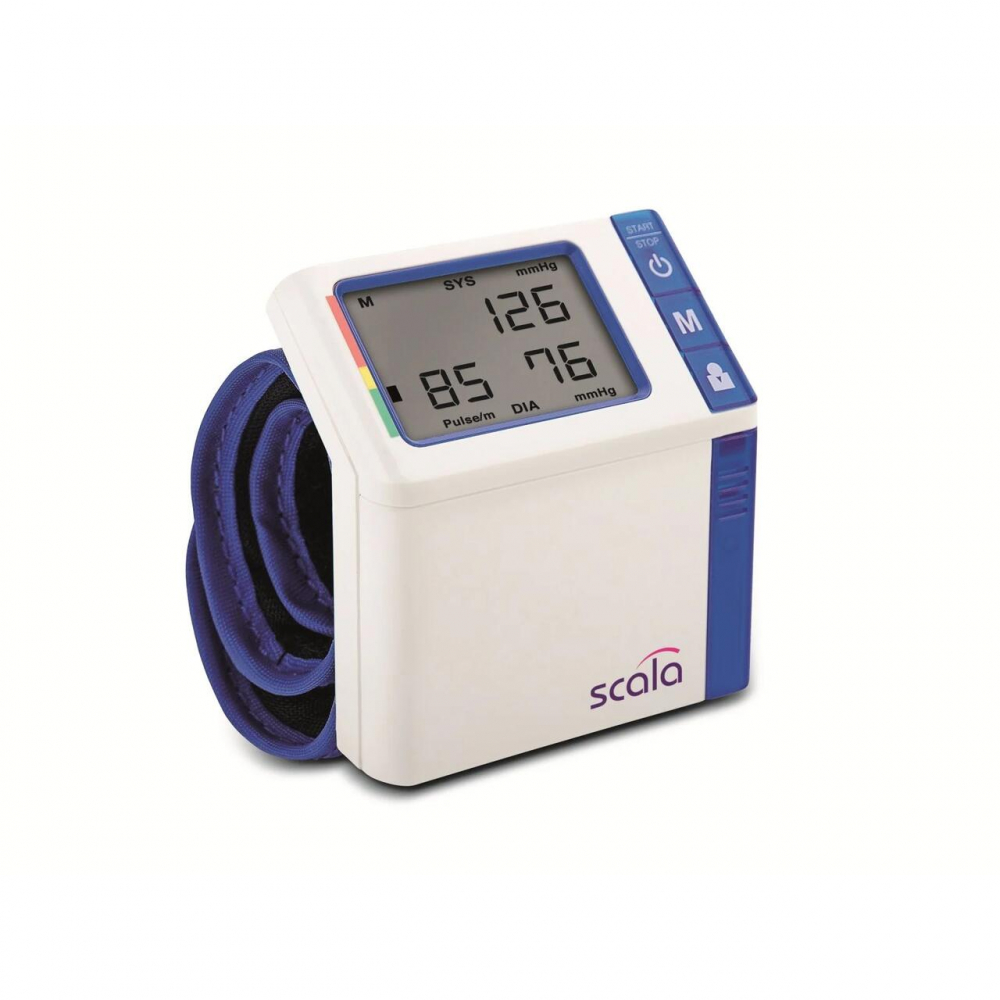 Tensiometru digital automat pentru incheietura ultra-subtire 2x50 memorii indicator OMS detectie aritmii SCALA