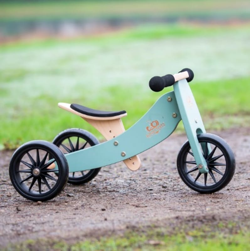 Tricicleta fara pedale transformabila Tiny Tot gri-verde 12 luni+ Kinderfeets Kinderfeets imagine noua