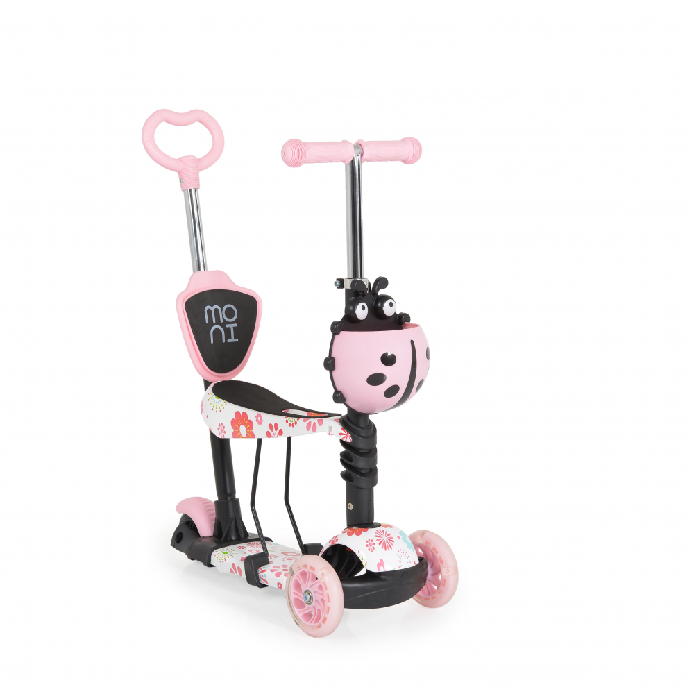 Trotineta evolutiva Moni cu maner parental si sezut Scooter 3 in 1 Lollipop Pink - 2 | YEO