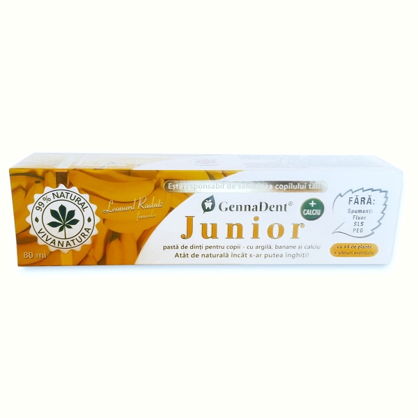Pasta de dinti Gennadent Junior Vivanatura naturala cu argila si banane 80 ml argila imagine noua responsabilitatesociala.ro
