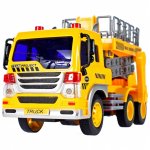 Camion cu elevator, Platforma mobila, lumini si sunete scara 1:16, dimensiune 26 x 9 x 13 cm