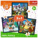 Puzzle Trefl 44 Cats 3 in 1 Pisicile dragalase