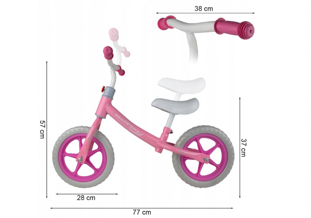 Bicicleta fara pedale MalPlay cu roti EVA 12 inch Pink - 1