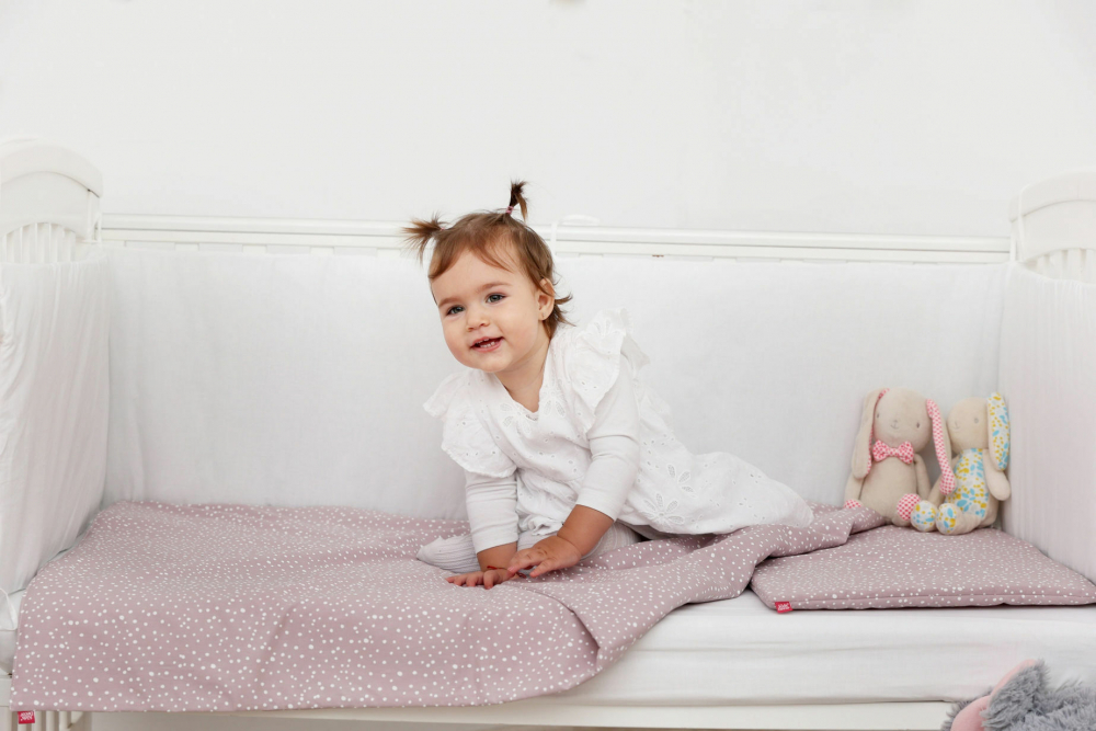 Lenjerie de pat copii 4 piese Marshmellow Spot Kidsdecor din bumbac 70x120 cm 100x135 cm - 5