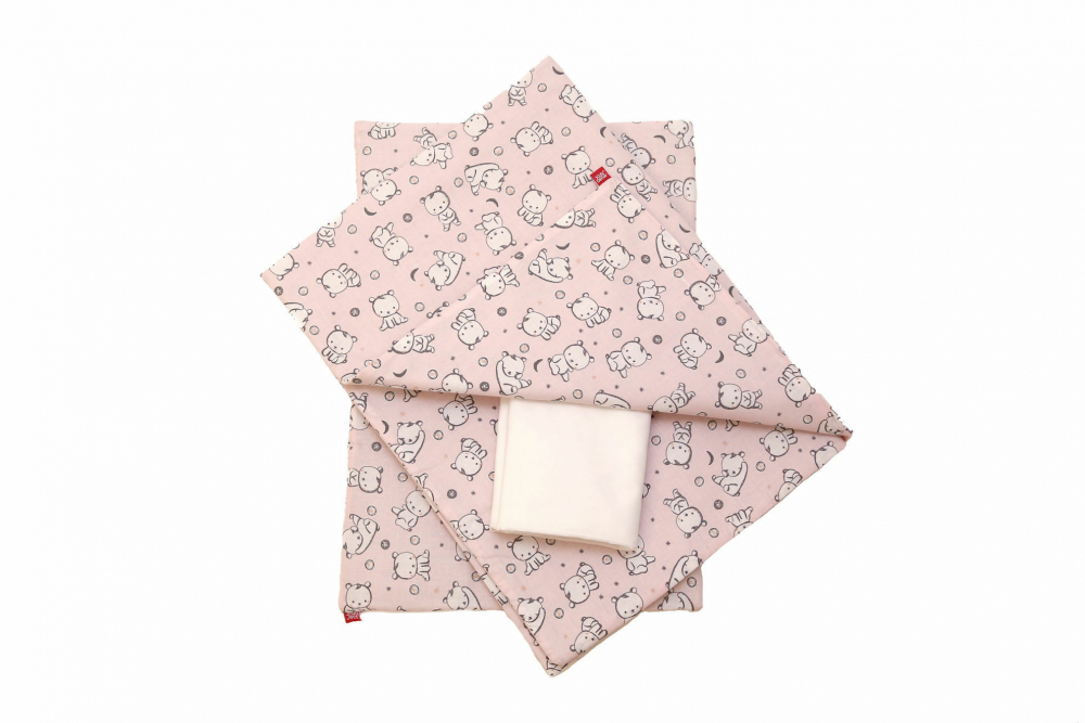 Lenjerie pat copii 4 piese Baby Bear roz KidsDecor din bumbac 60x120 cm 100x135 cm - 3