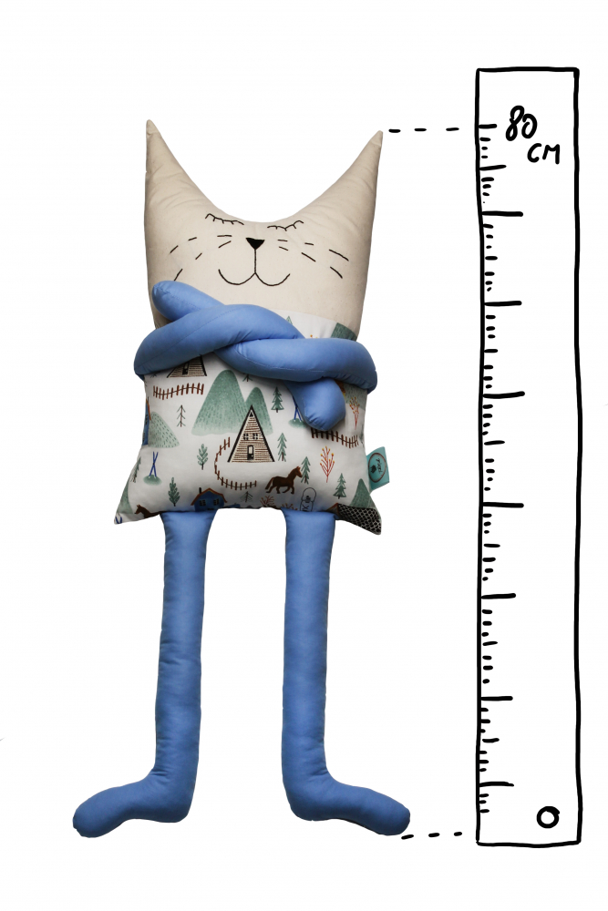 Papusa perna hand made pentru copii Motanul Felix 80 cm