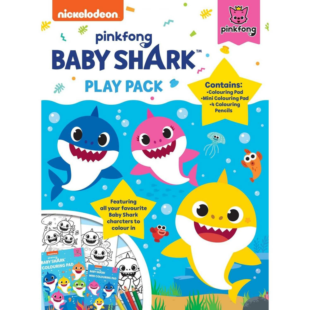 Set 2 carti de colorat cu 4 creioane Baby Shark Play Pack Alligator