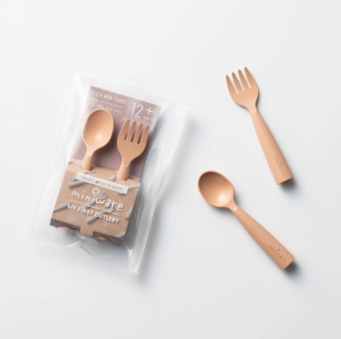 Set de tacamuri bebelusi Miniware My First Cutlery Toffee Alimentatie imagine 2022