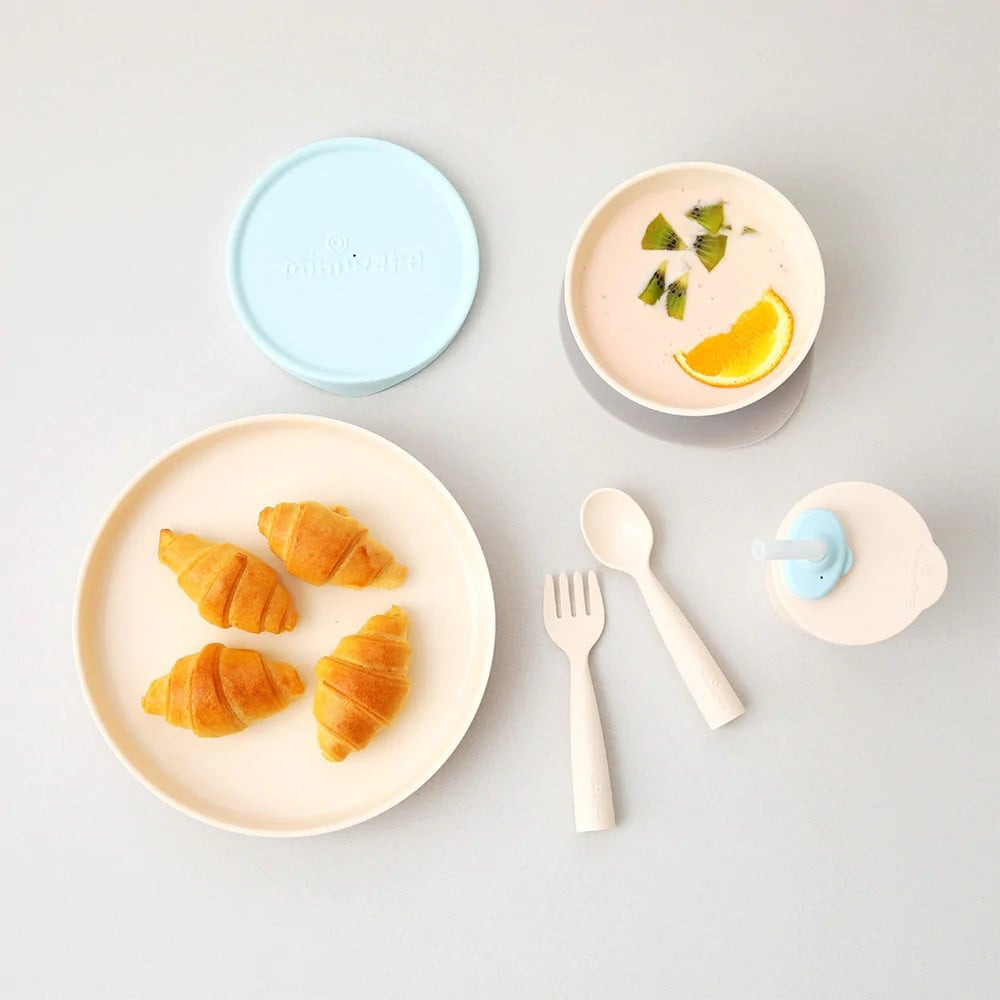 Set Diversificare Hrana Bebelusi Miniware Little Foodie 6 Piese Vanilla Aqua