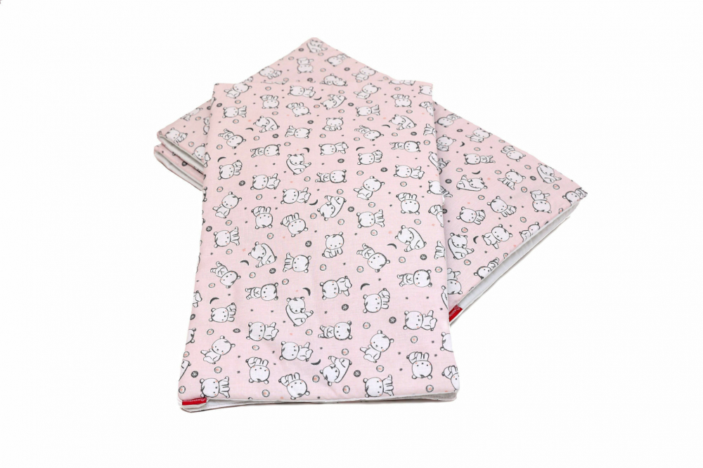Set protectii patut Baby Bear roz KidsDecor din bumbac 50x100 cm - 3