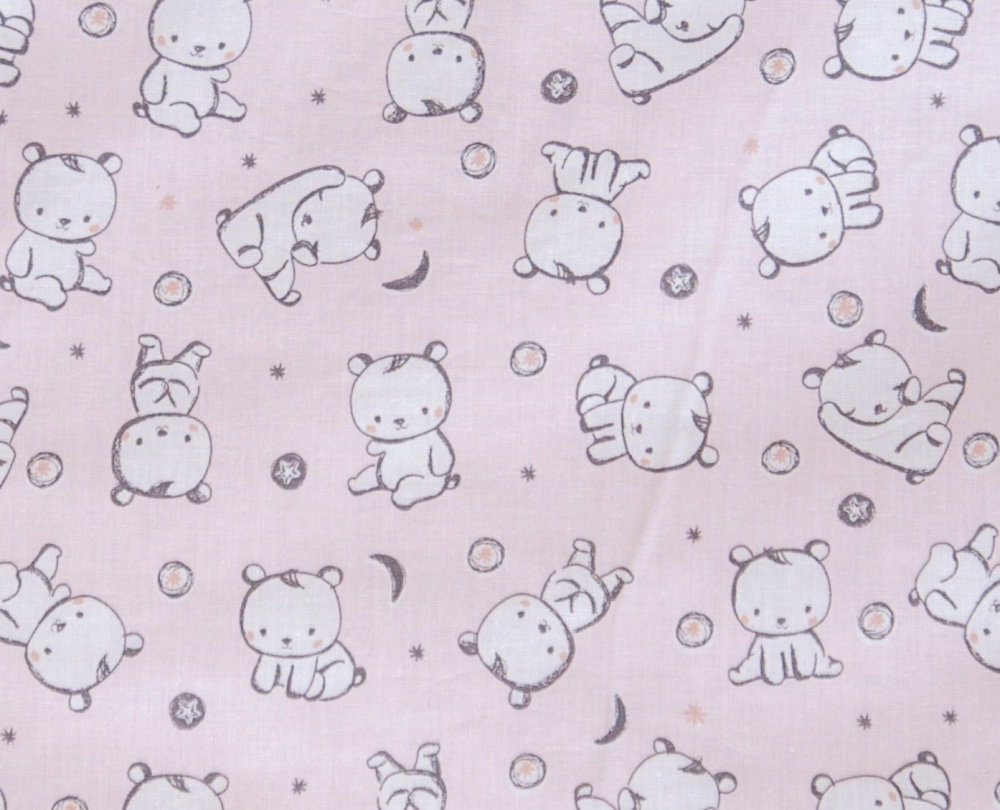 Set protectii patut Baby Bear roz KidsDecor din bumbac 50x100 cm - 4