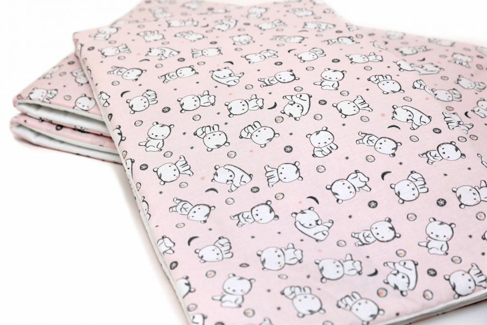 Set protectii patut Baby Bear roz KidsDecor din bumbac 50x100 cm - 5