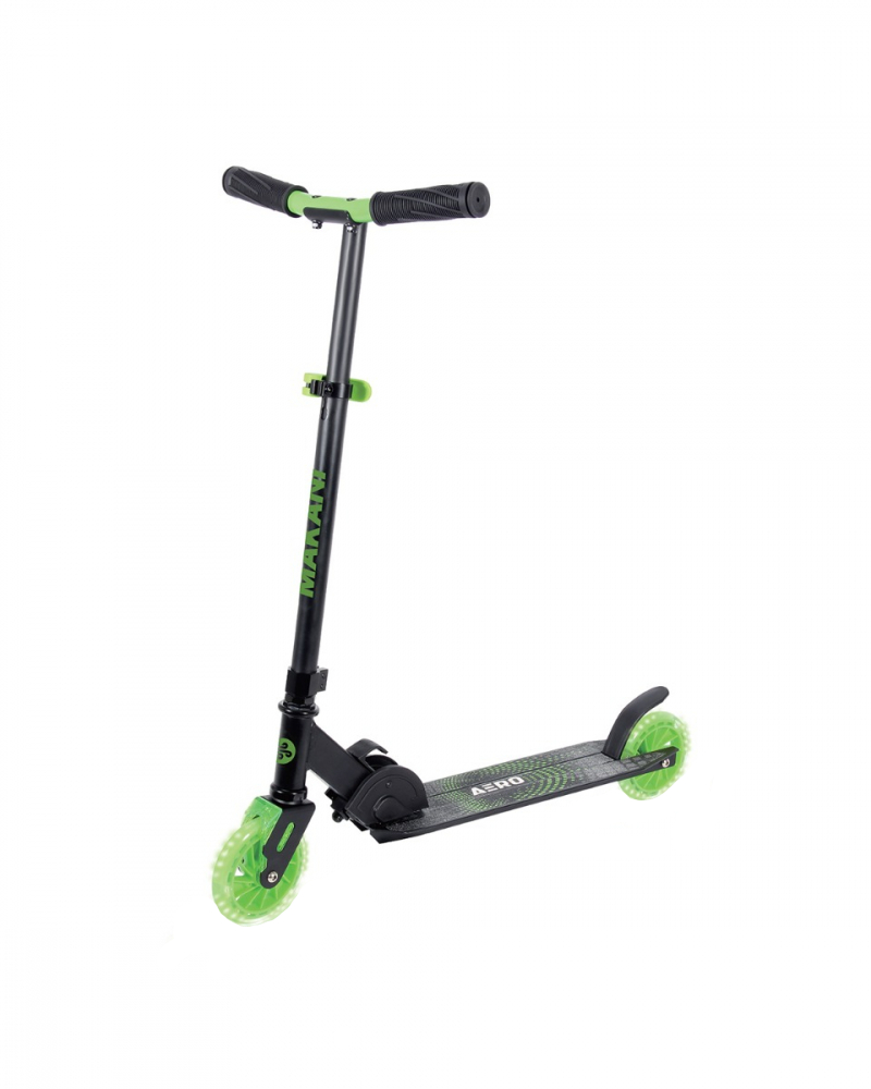 Trotineta Makani Aero Green din aluminiu, plabila, ghidon reglabil, greutate suportata 50 kg, varsta 5 ani+