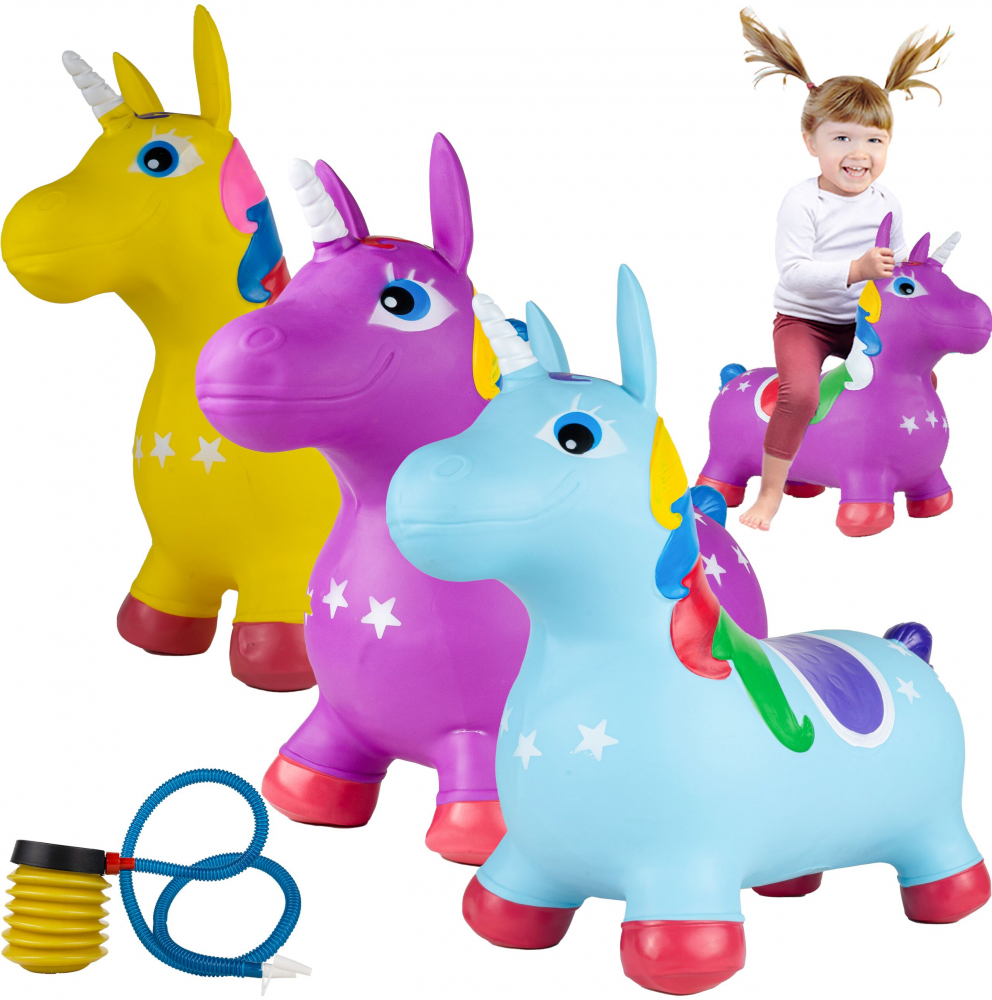 Unicorn din cauciuc gonflabil, pentru interiorexterior, cu pompa inclusa, material rezistent si durabil 59 x 50 x 24 cm Mov