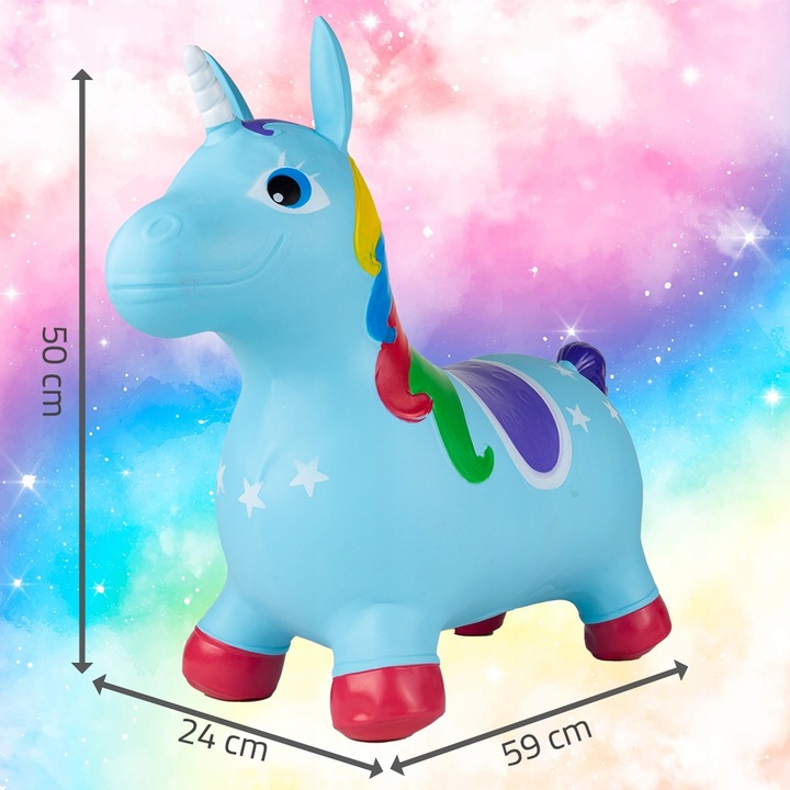 Unicorn din cauciuc gonflabil cu pompa inclusa Blue - 3 | YEO