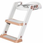 Reductor toaleta pentru copii Little Mom Potty Training White, pliabil, cu sezut moale din spuma PU, reglabil pe inaltime 5 nivele, manere ergonomice,pentru copii cu varsta pana la 7 ani, compatibilitate universala