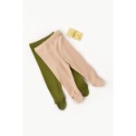 Set 2 pantaloni cu botosei bebe unisex din bumbac organic si modal Verde/Blush Baby Cosy marime 3-6 luni