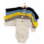 Set 5 body-uri din bumbac cu maneca lunga color mix2 Boy 12-18 Luni