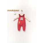 Set salopeta cu bluzita Scufita rosie pentru bebelusi Tongs baby Corai 9-12 luni