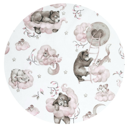 Aparatoare pentru patut 120X60 cm Qmini din bumbac Teddy Bear and Friends Pink 120x60