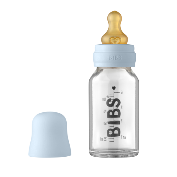 Set complet biberon din sticla anticolici Bibs 110 ml Baby Blue - 3 | YEO