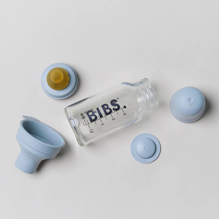 Set complet biberon din sticla anticolici Bibs 110 ml Baby Blue - 1 | YEO