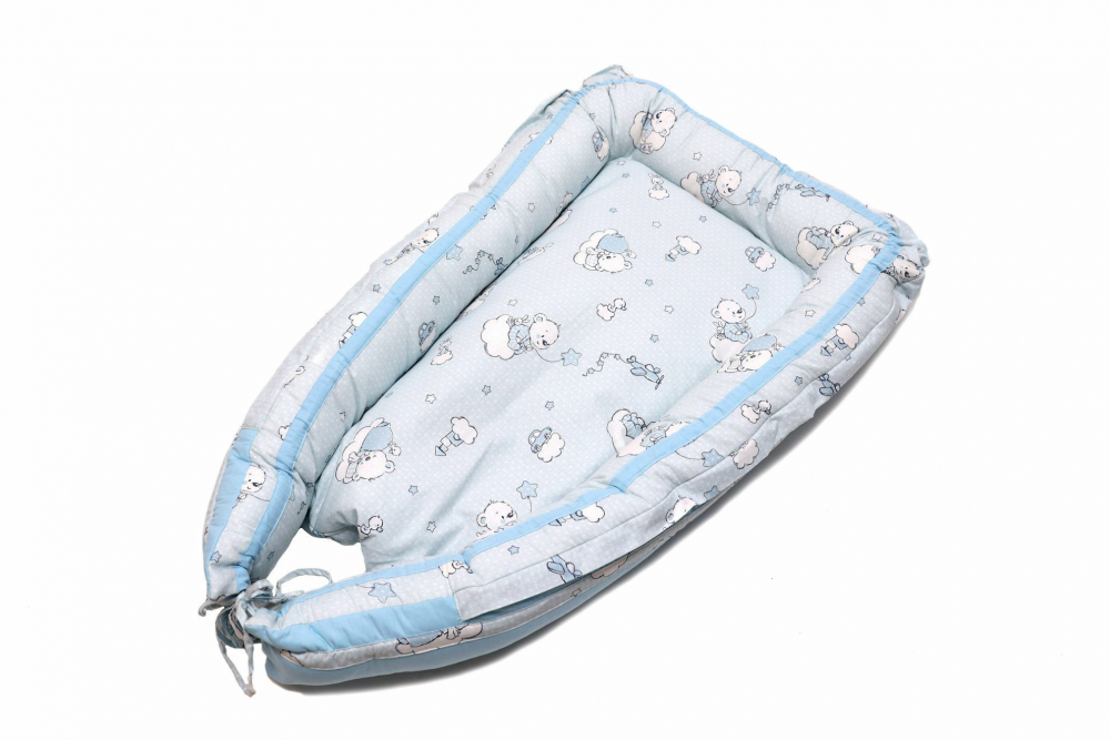 Baby Nest Ursuletul Martinica albastru culcus bebelus pentru dormit reversibil multifunctional 100 x 60 cm