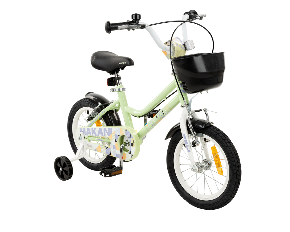 Bicicleta 14 inch cu roti ajutatoare si cosulet frontal Makani Pali Green - 1