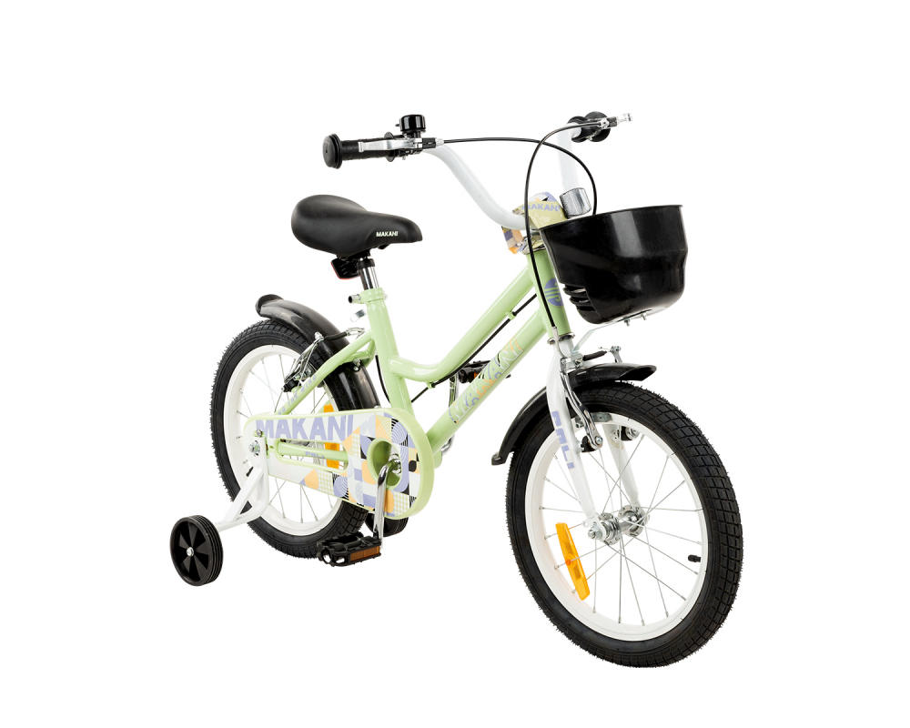 Bicicleta 16 inch cu roti ajutatoare si cosulet frontal Makani Pali Green - 1