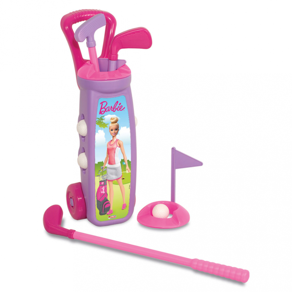 Set Crose De Golf Cu Troller Barbie Roz