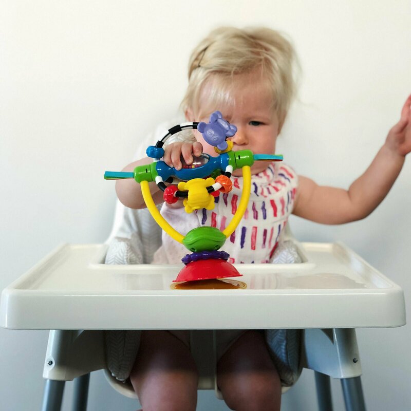 Jucarie Playgro pentru scaunul de masa cu ventuza High chair Spinning Toy 19.5 cm 19.5 imagine noua responsabilitatesociala.ro