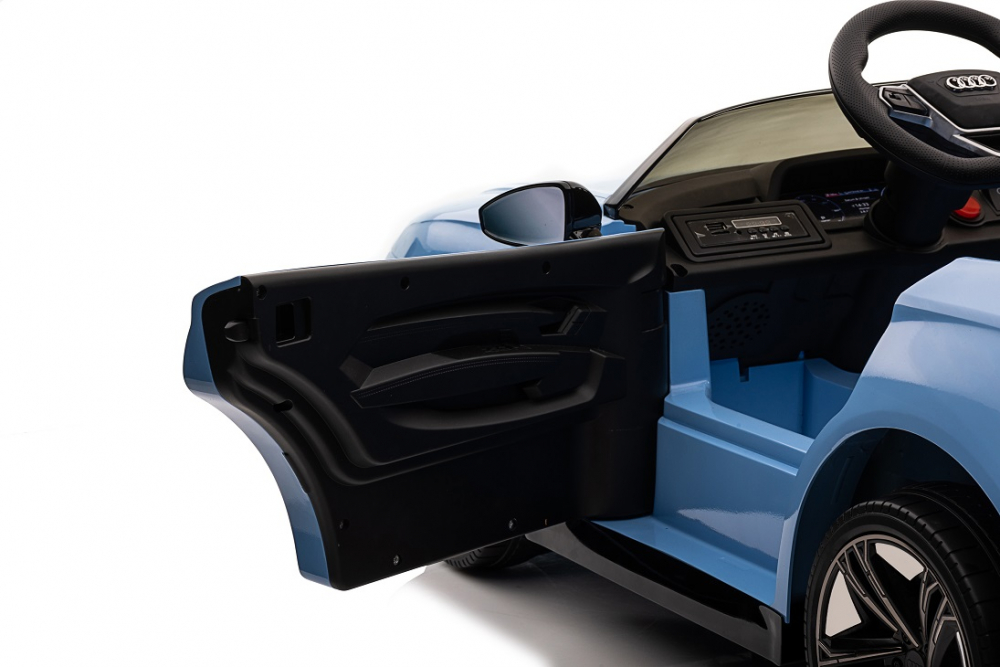 Masinuta electrica cu scaun din piele si sistem troller Audi E-Tron Albastru - 4