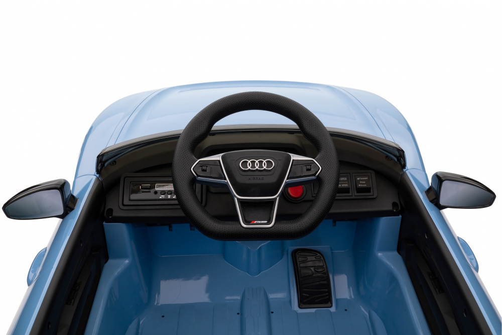 Masinuta electrica cu scaun din piele si sistem troller Audi E-Tron Albastru - 5