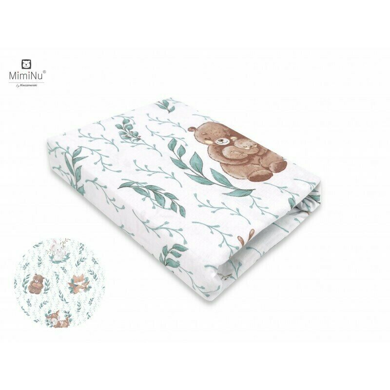 Cearceaf cu elastic MimiNu pentru patut co-sleeper 87 x 51 cm Lulu Natural