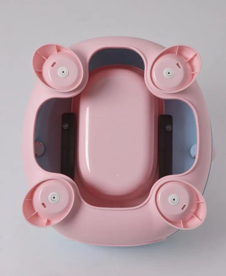 Olita pentru copii Little Mom Cute Monster Pink cu adaptor spuma PU moale, compartiment detasabil, non toxic, benzi antialunecare - 2 | YEO