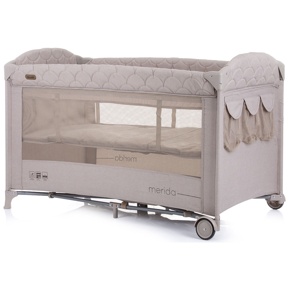 Patut pliabil Chipolino Merida sand linen cu laterala culisanta - 2 | YEO