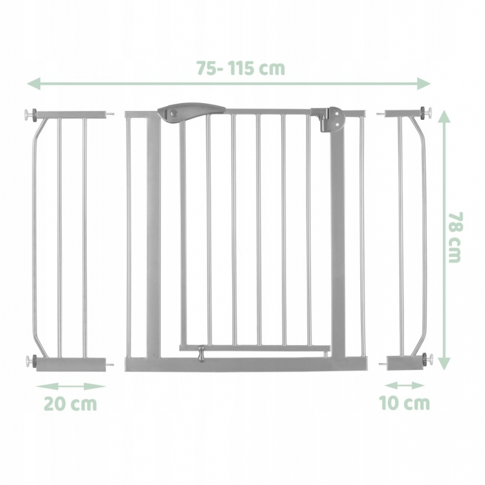 Poarta de siguranta extensibila 75-115 cm Nukido Gri - 2 | YEO