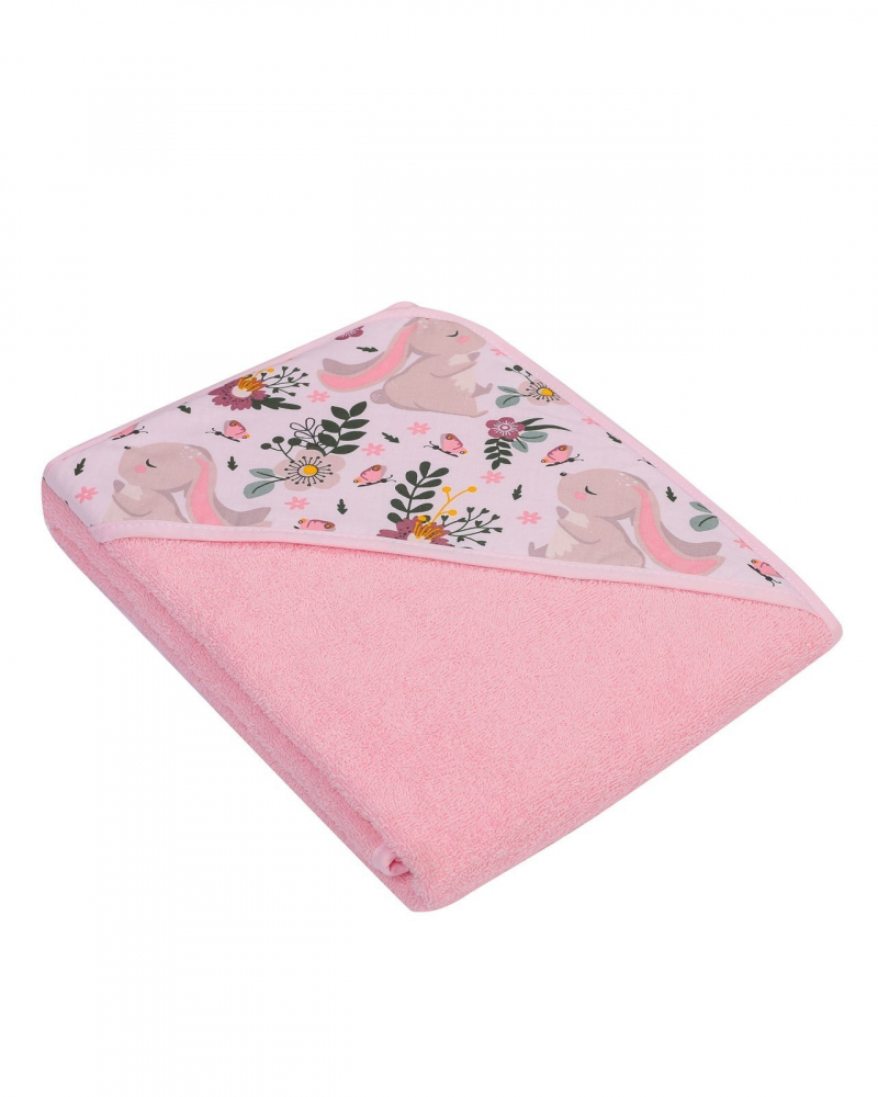 Prosop de baie cu gluga 80x80 cm Pink with Rabbit